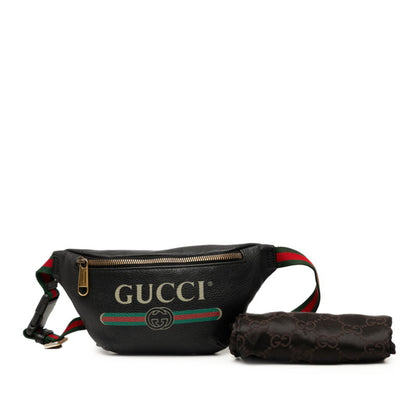 Gucci Sherry Line Body Bag/Waist Bag 527792 Black Leather