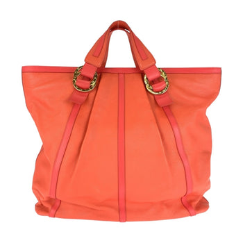 Bvlgari Chandra Pink Gold Hardware Leather Tote Bag