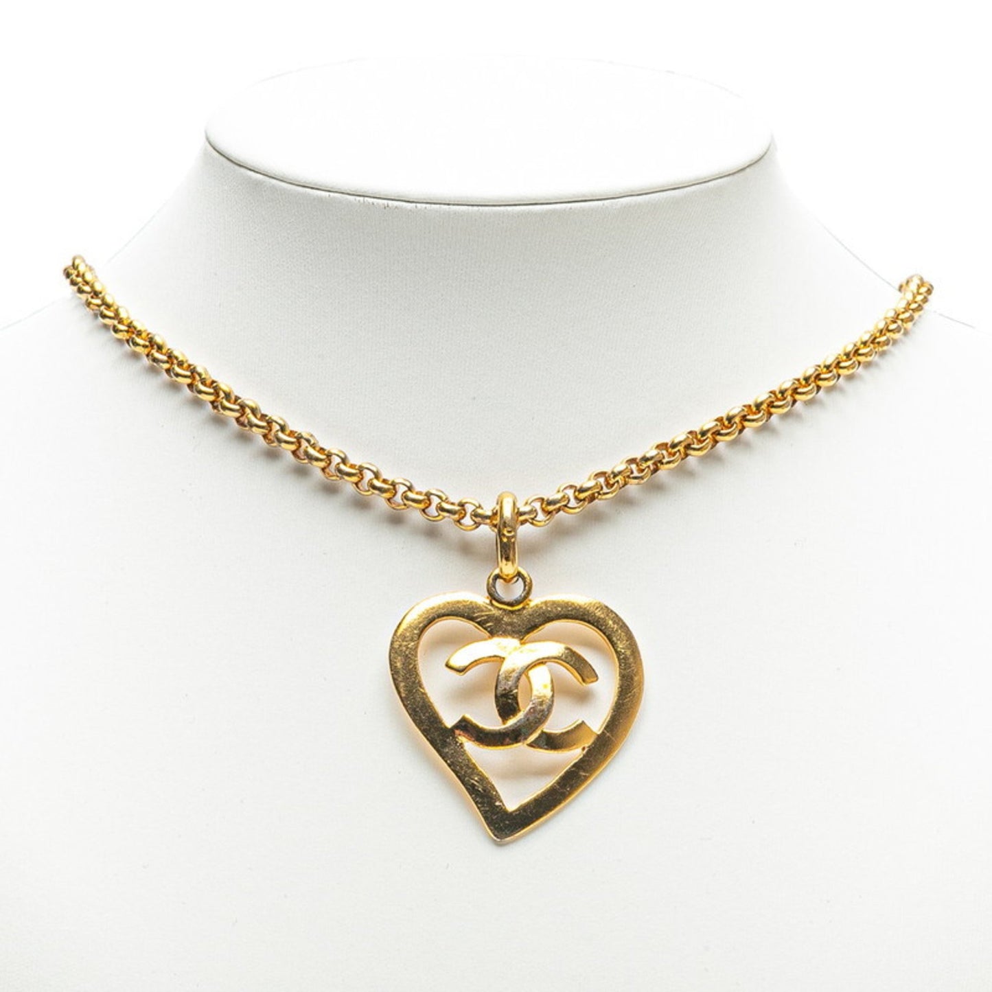 Chanel Heart Motif Coco Mark Chain Pendant Necklace