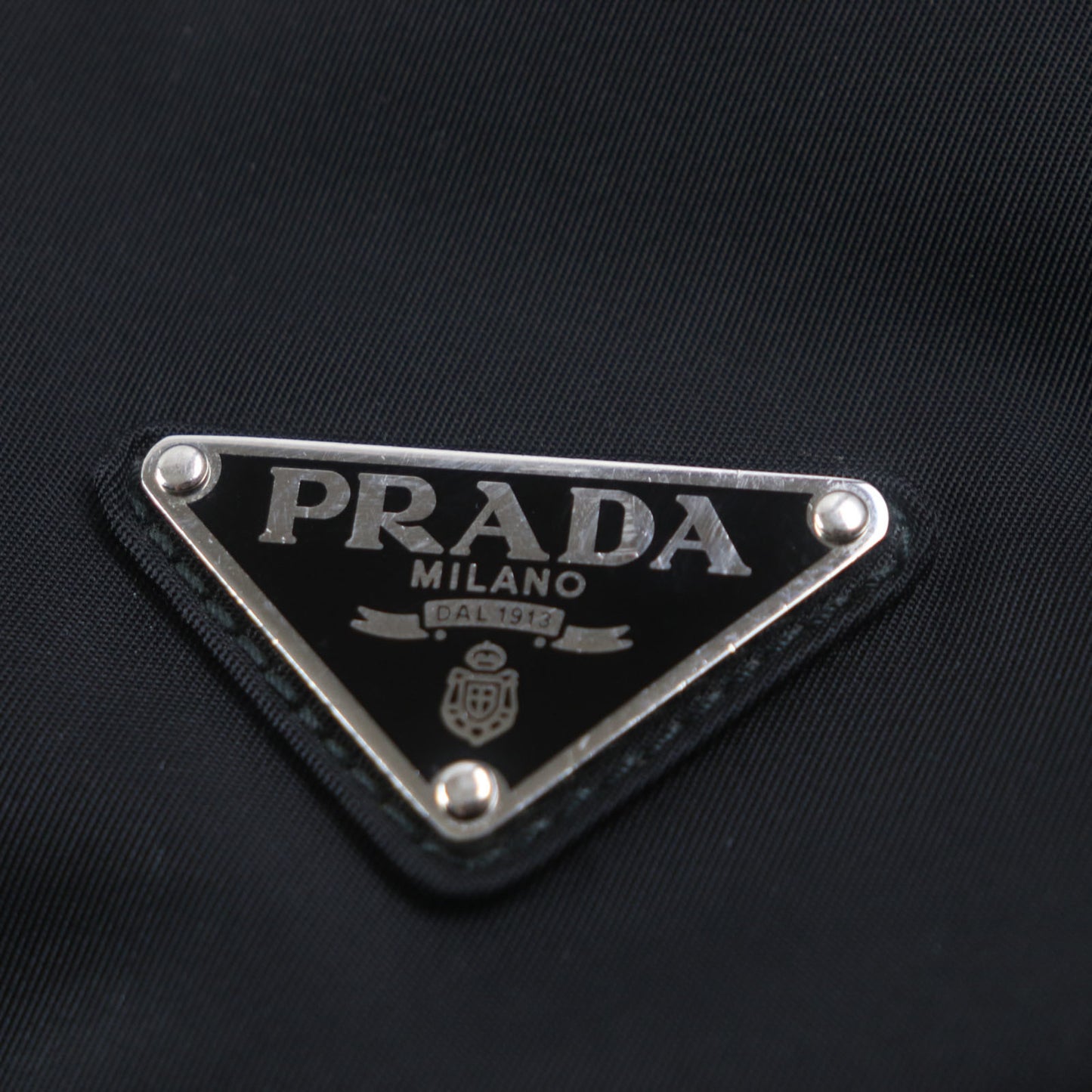 Prada Tessuto Nylon Backpack With Triangle Logo And Plate