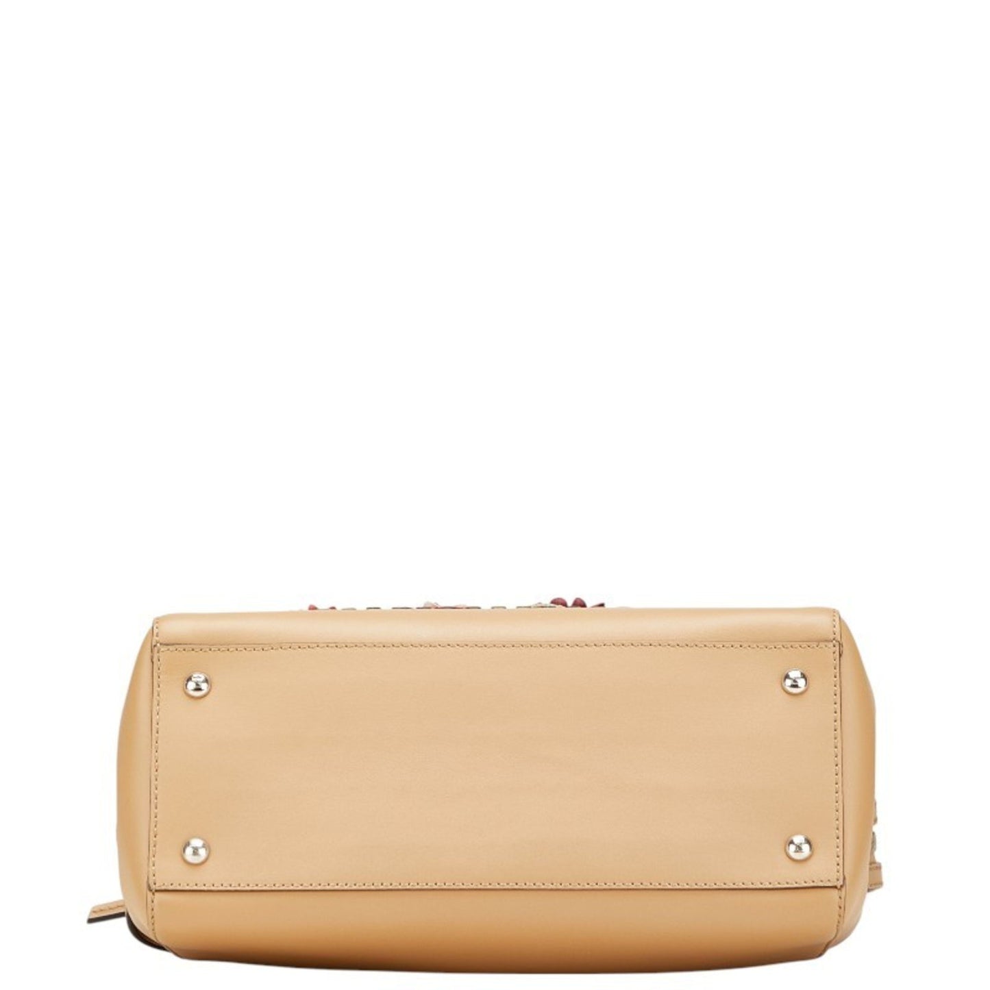Fendi.Com Flower Stud Handbag/Shoulder Bag 2Way 8Bn298 Beige Multicolor Leather