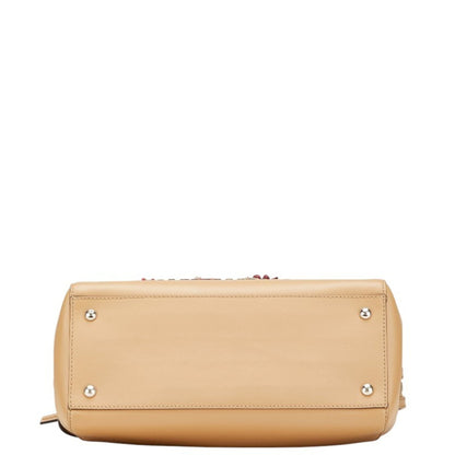 Fendi.Com Flower Stud Handbag/Shoulder Bag 2Way 8Bn298 Beige Multicolor Leather
