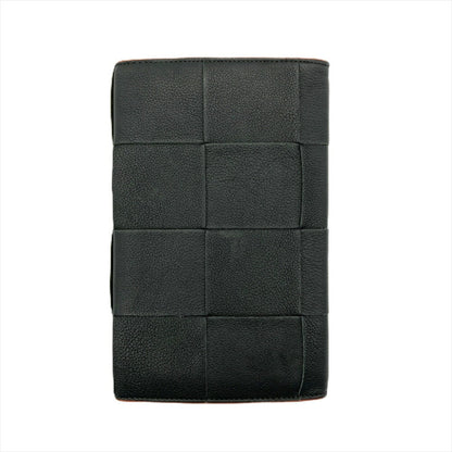 Bottega Veneta Maxi Intrecciato Long Wallet Leather Black Bi-Fold Billfold Itlquedc73Eo