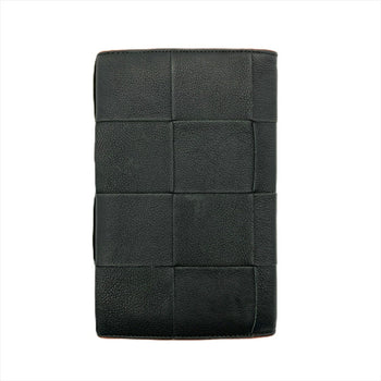 Bottega Veneta Maxi Intrecciato Long Wallet Leather Black Bi-Fold Billfold Itlquedc73Eo