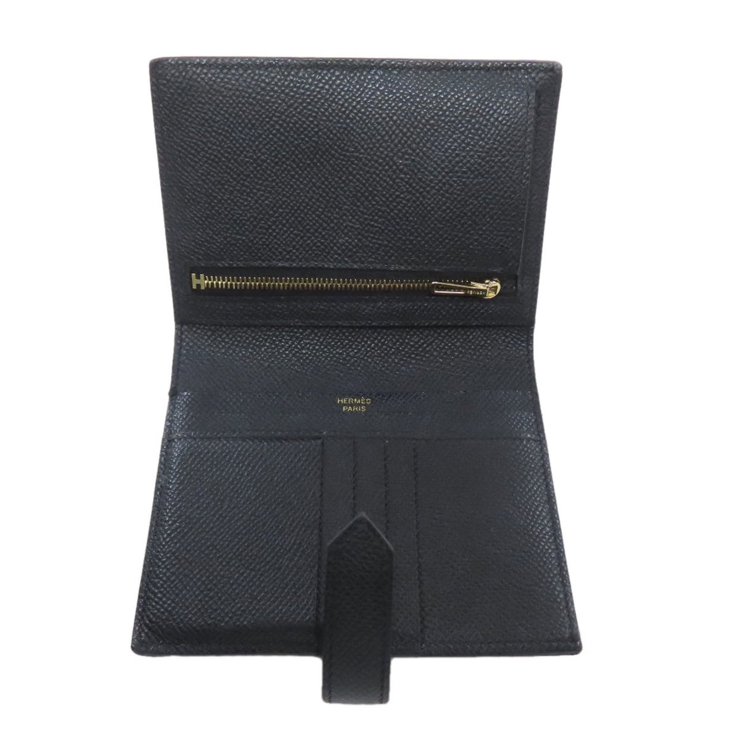 Hermes Herms Bearn Compact Bifold Wallet With Gold Hardware