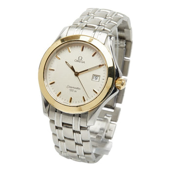 Omega Seamaster Watch 2411.31 Quartz Beige Dial Stainless Steel Yellow Gold