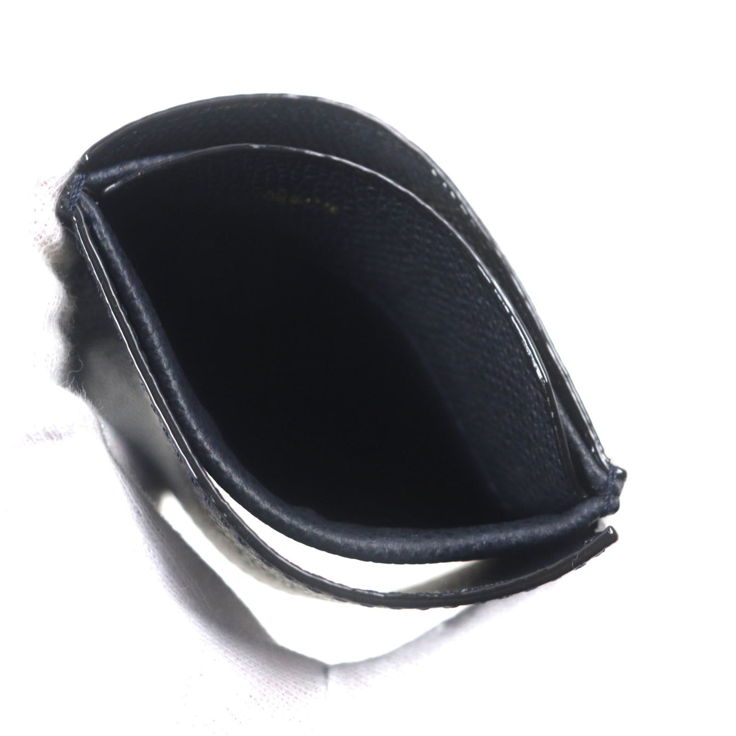 Valextra Double Money Clip Leather Wallet/Billfold In Dark Navy With Silver Hardware