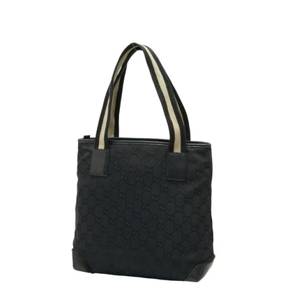 Gucci Gg Canvas Handbag 019 0402 Black Leather