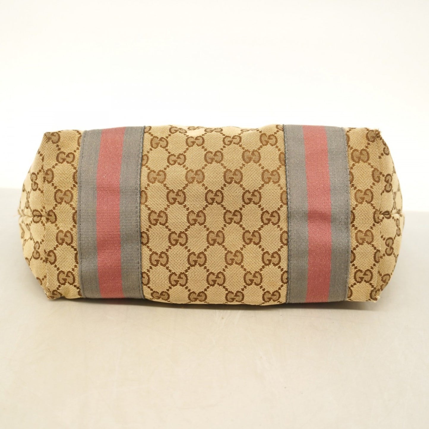 Gucci Tote Bag Gg Canvas 211971 Enamel Brown Champagne