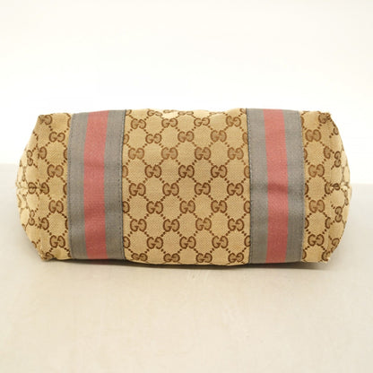 Gucci Tote Bag Gg Canvas 211971 Enamel Brown Champagne