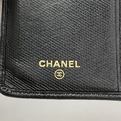 Chanel Coco Button Leather Long Wallet Black