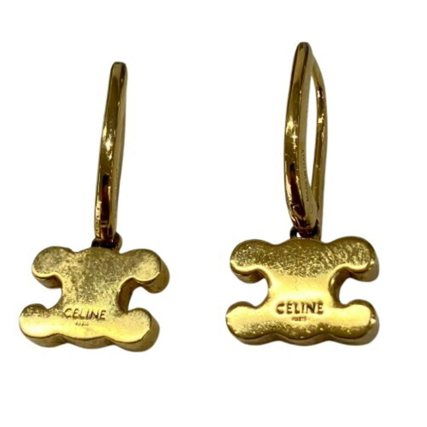 Celine Triomphe Rhinestone Earrings In Gold Color