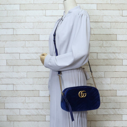 Gucci Marmont Shoulder Bag Velor 447632 Blue