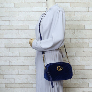 Gucci Marmont Shoulder Bag Velor 447632 Blue
