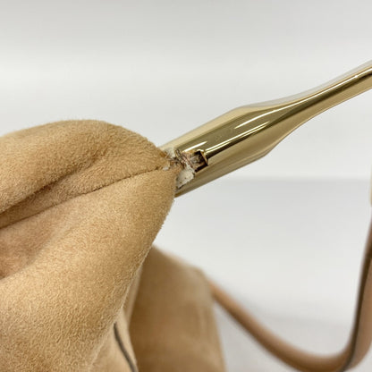 Salvatore Ferragamo Gancini Shoulder Bag In Beige Suede