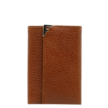 Salvatore Ferragamo F Metal Fittings Key Case 6-Fold Billfold 228105 Brown Leather