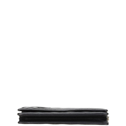 Chanel Cambon Line Coco Mark Chain Shoulder Bag Wallet Black Lambskin Enamel