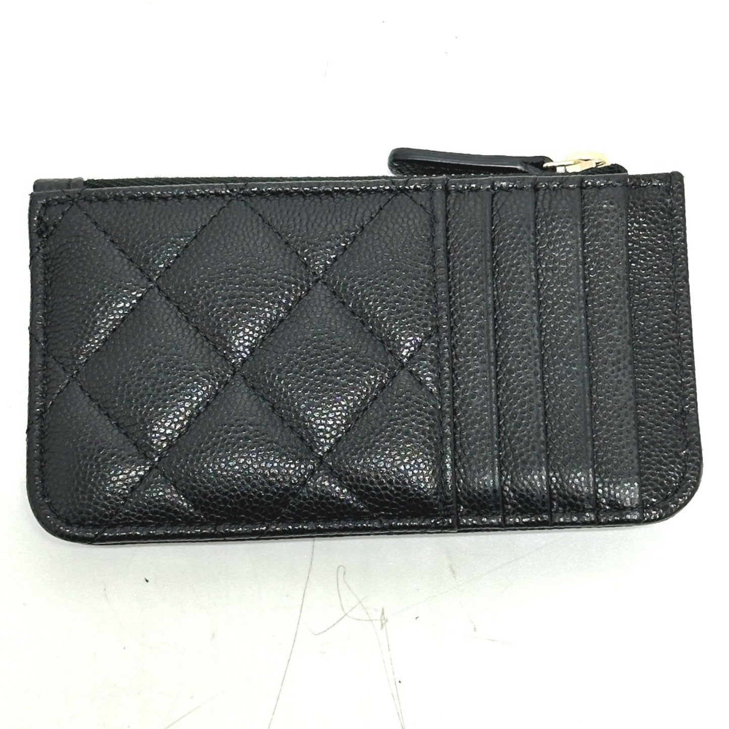 Chanel Ap2570 Coco Mark Matelasse Classic Zip Business Card Holder/Card Case Wallet/Coin Caviar Skin