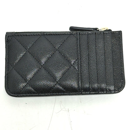Chanel Ap2570 Coco Mark Matelasse Classic Zip Business Card Holder/Card Case Wallet/Coin Caviar Skin
