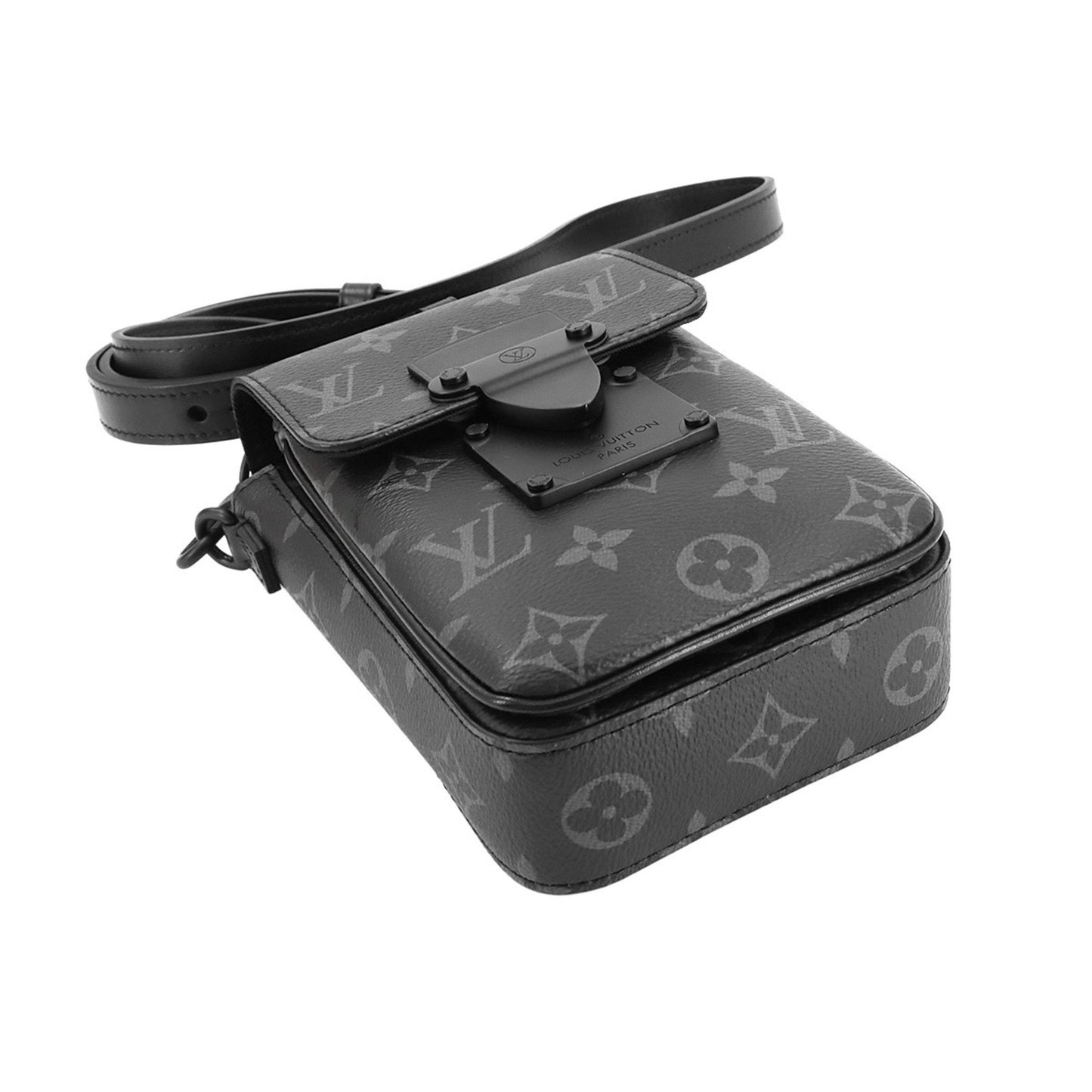 Louis Vuitton Monogram Eclipse S-Lock Vertical Wearable Wallet Shoulder Bag M82252 Rfid