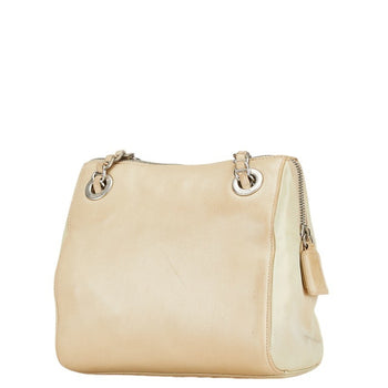 Prada Chain Shoulder Bag B4590 Beige Lino Leather Nylon