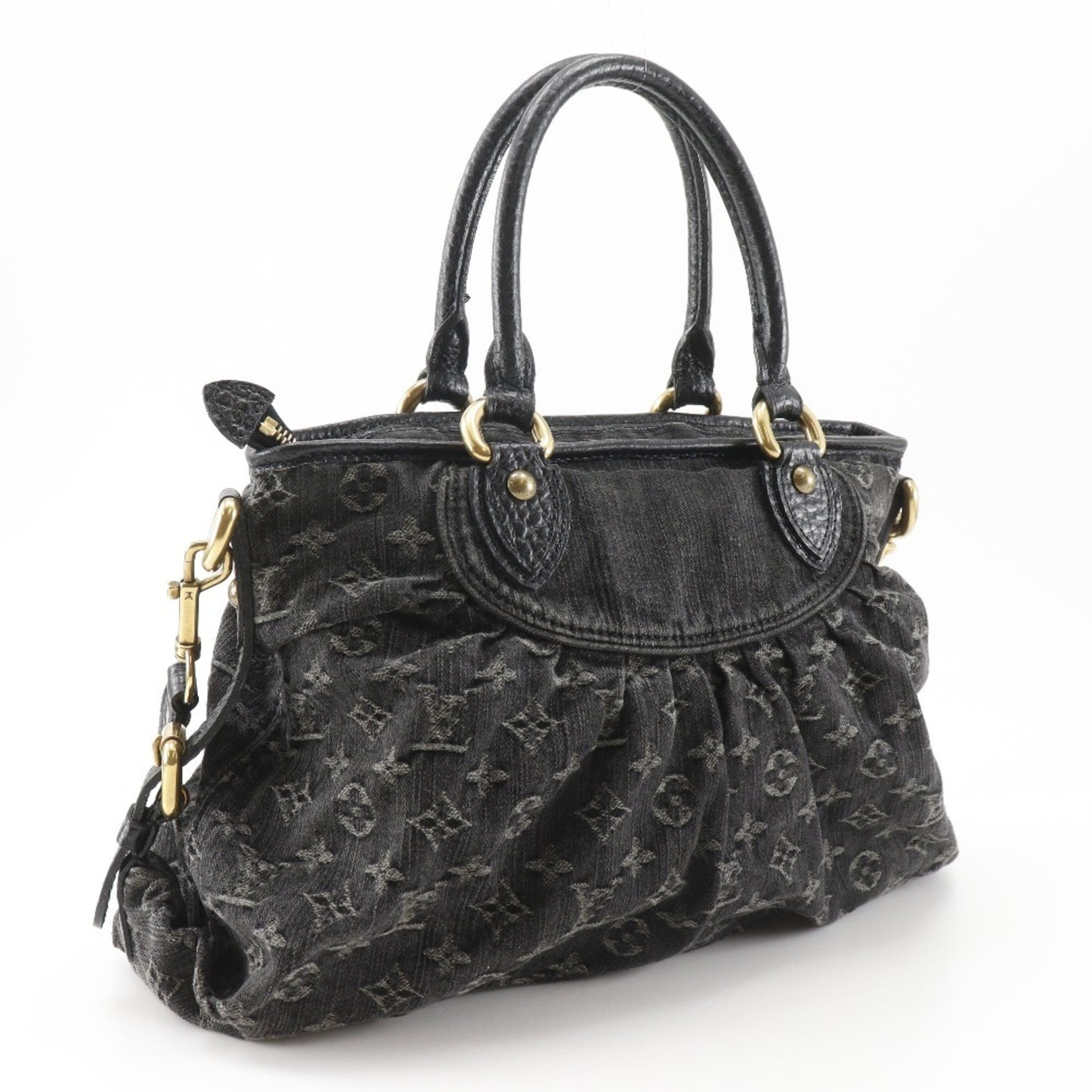 Louis Vuitton Neo Cavi Mm Handbag Shoulder M95351 Monogram Denim 2007 Black Sd3007 2Way A5