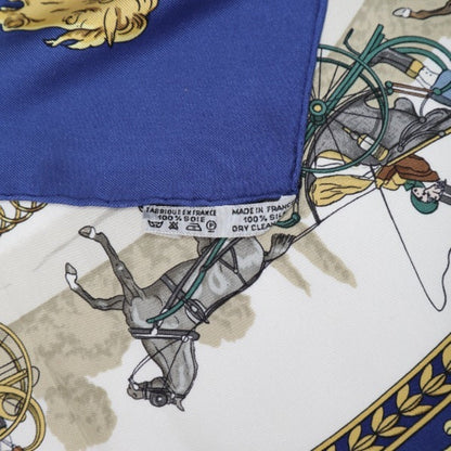 Hermes Scarf La Promenade De Longchamps Silk Carr 90 Blue
