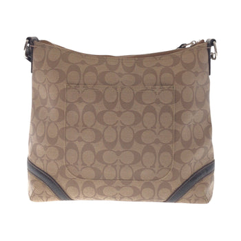 Coach Signature Brown Silver Hardware Leather Shoulder Bag Pochette