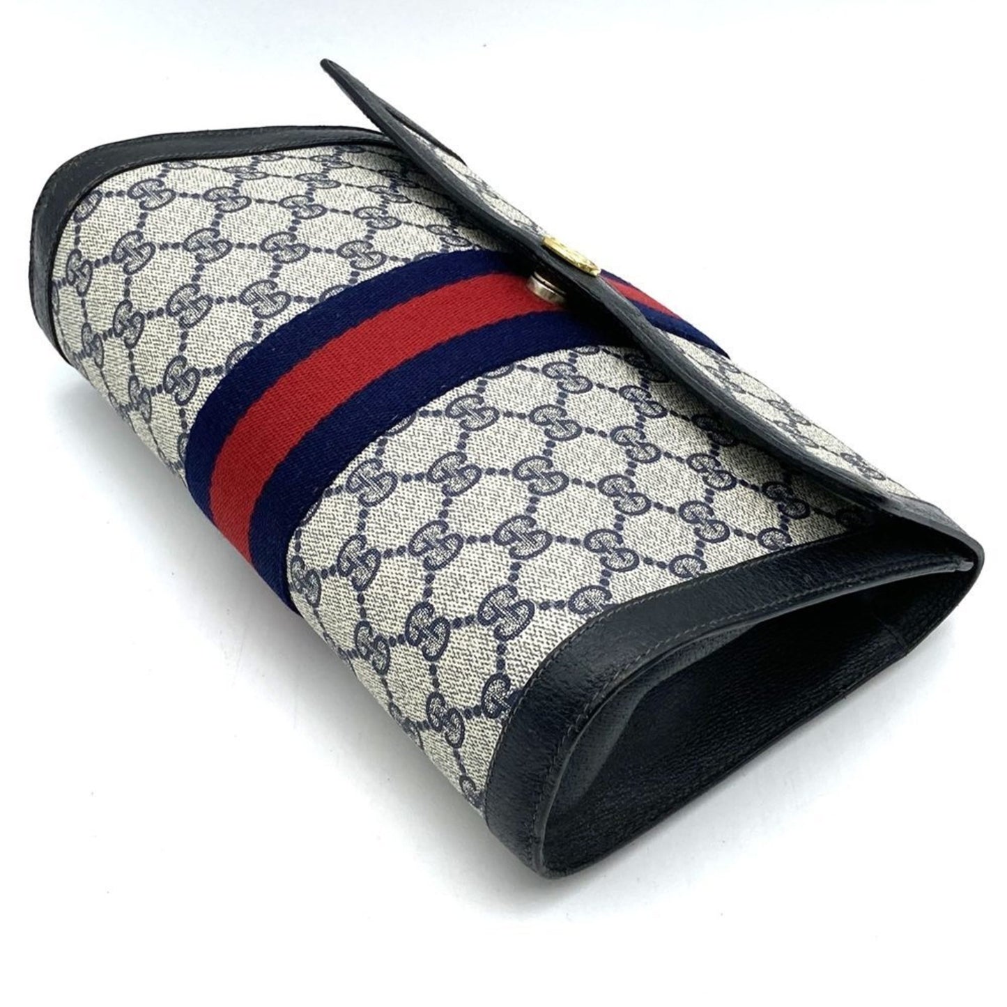 Gucci 001 019 Clutch Bag/Second Bag Navy Sherry Line Gg Supreme Canvas