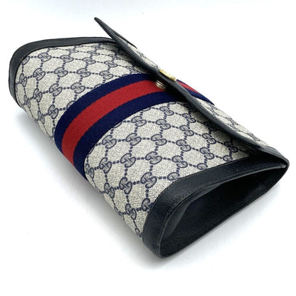 Gucci 001 019 Clutch Bag/Second Bag Navy Sherry Line Gg Supreme Canvas