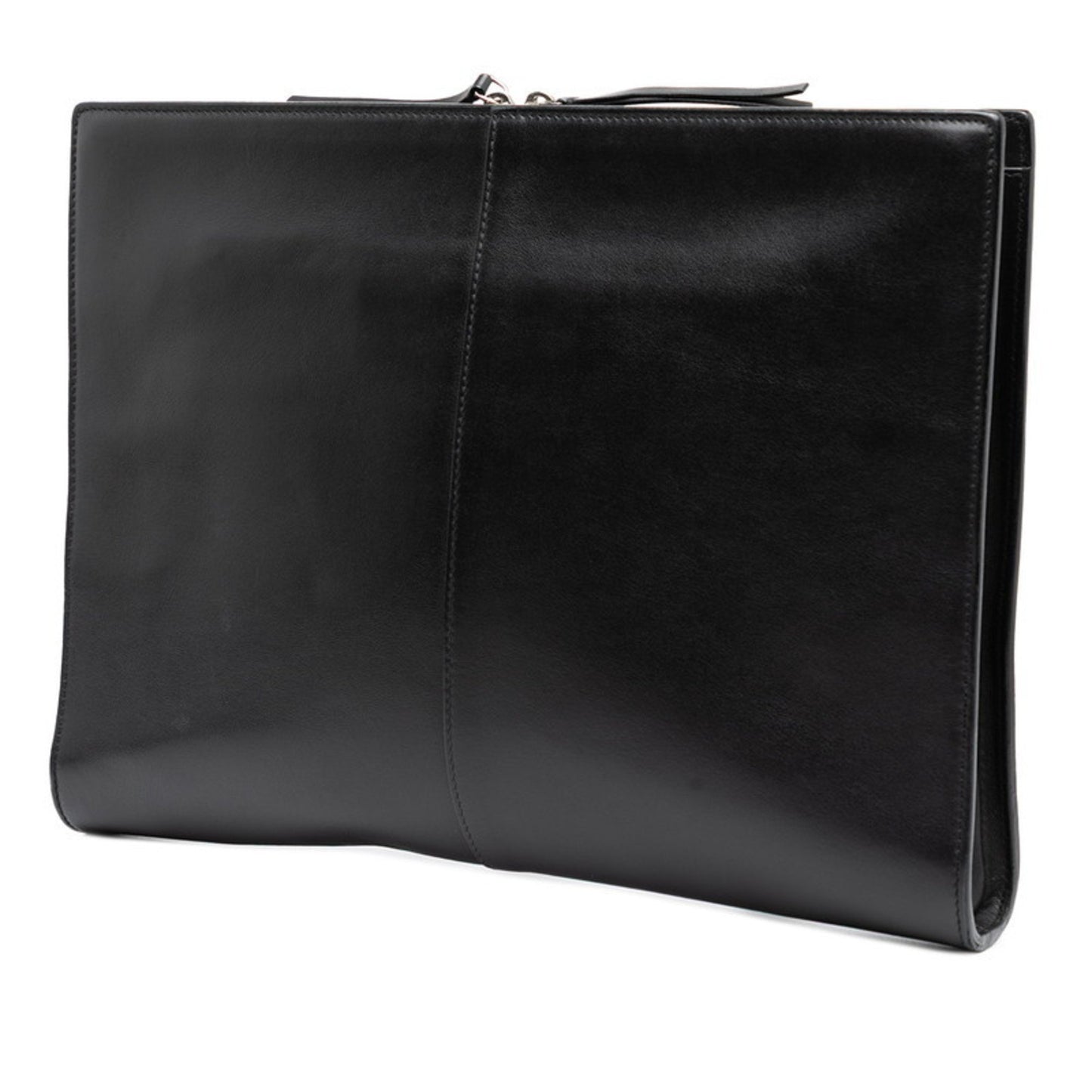 Balenciaga Logo Clutch Bag/Second Bag In Black Leather