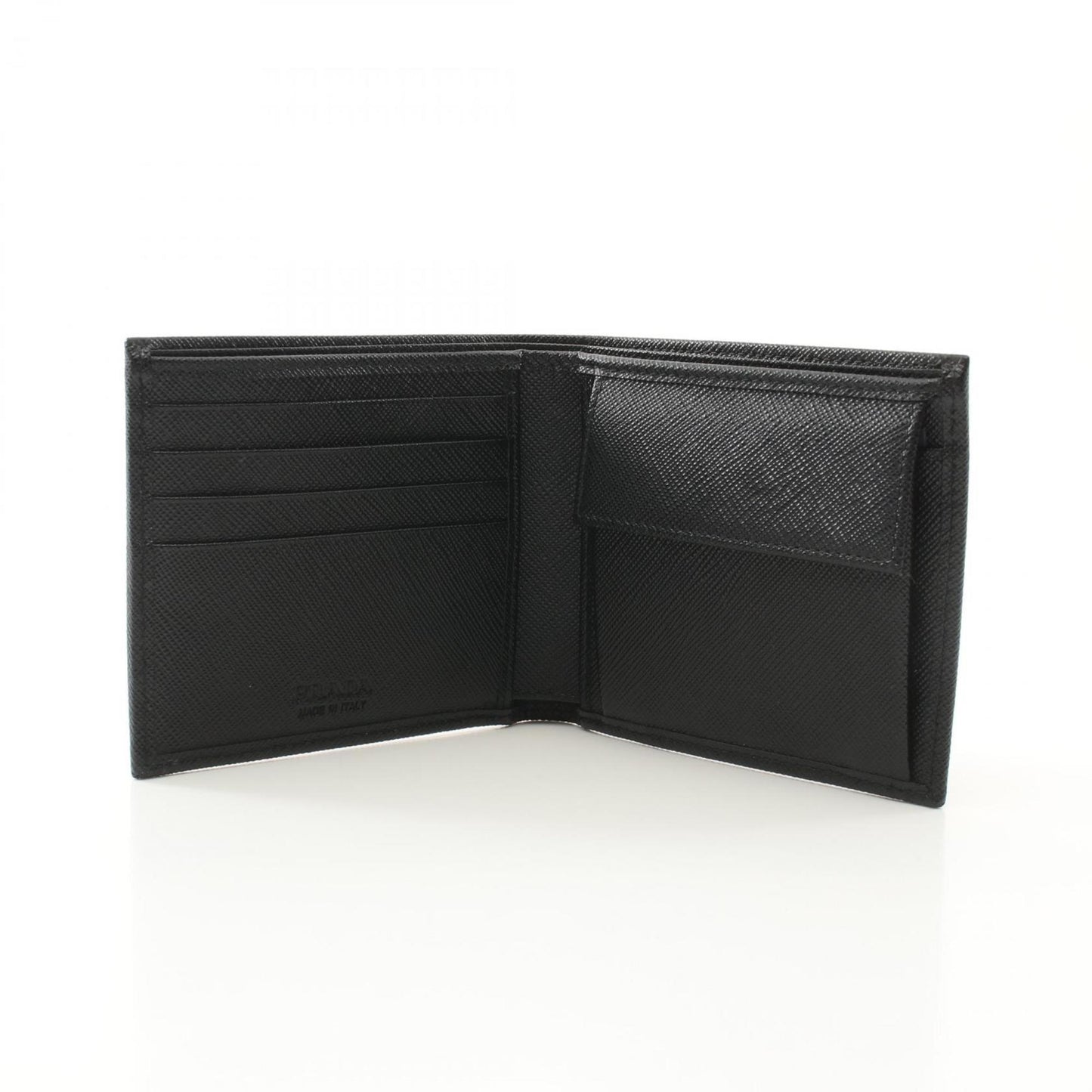 Prada Tessuto+Saffian Bi-Fold Wallet Nylon Saffiano Leather