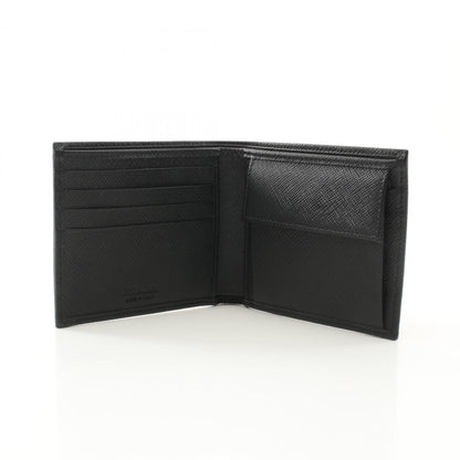 Prada Tessuto+Saffian Bi-Fold Wallet Nylon Saffiano Leather