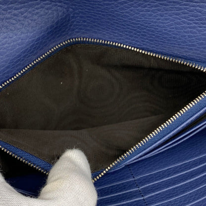 Gucci Interlocking G Shoulder Wallet 510314 Leather Blue Champagne