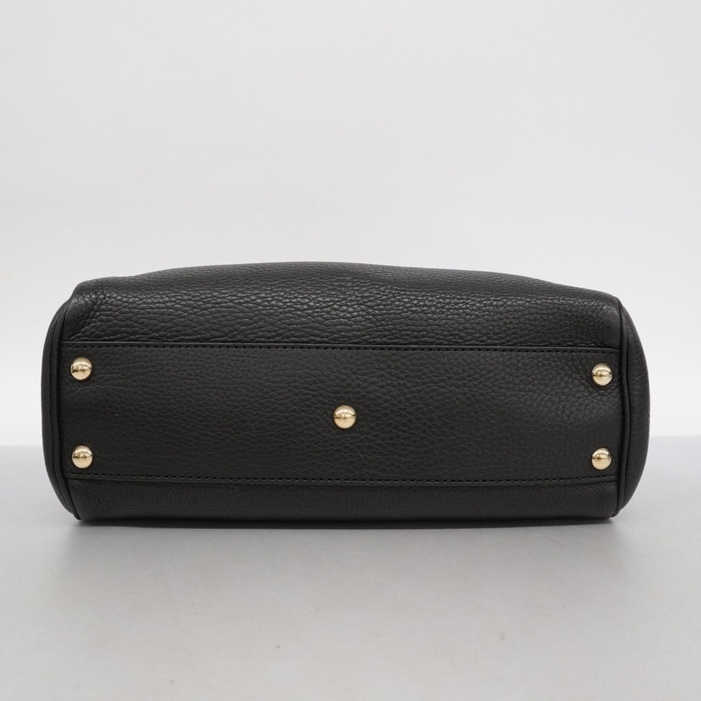 Gucci Bamboo Handbag 336032 Leather Black Champagne 2-Way Bag