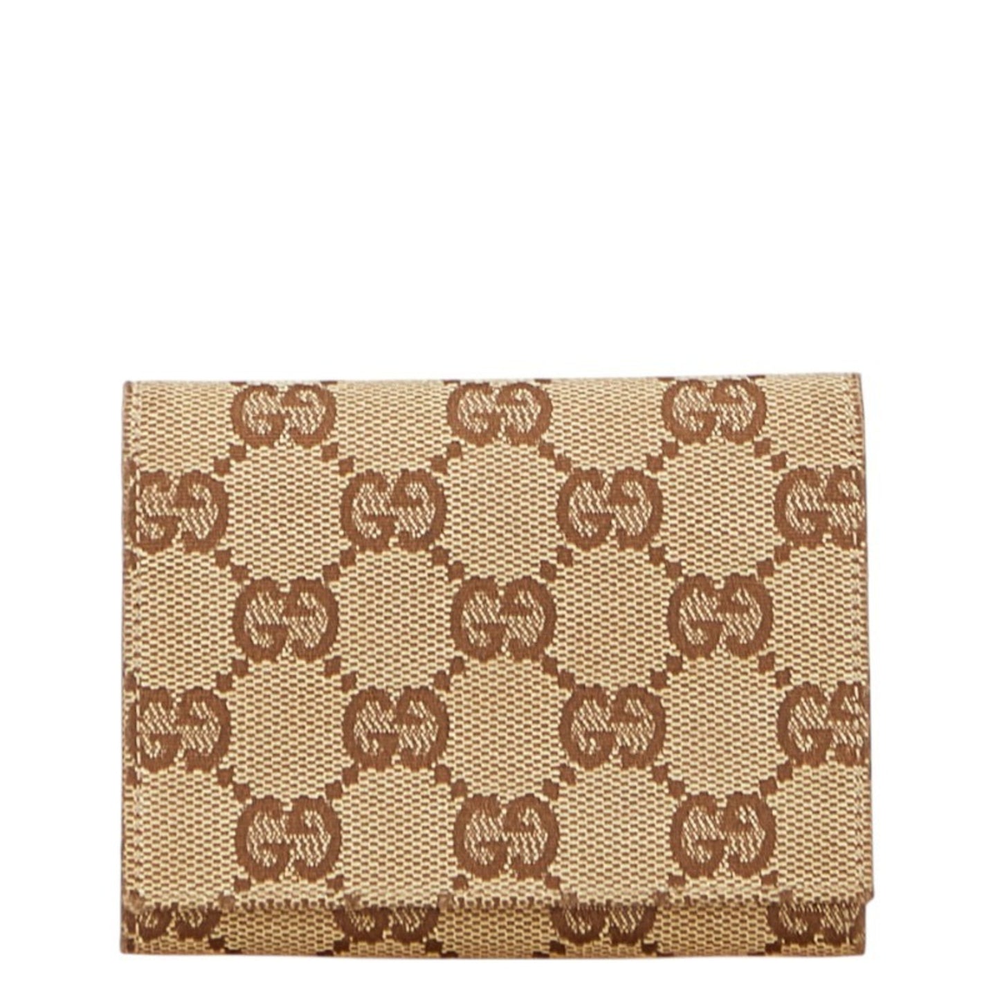 Gucci Gg Canvas Business Card Case/Card Case/Pass Case 120965 Beige Brown Leather