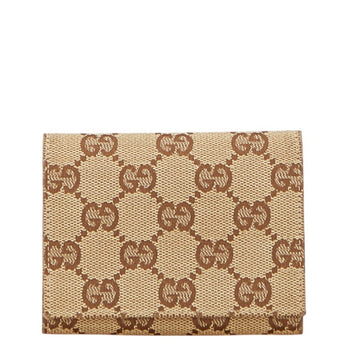 Gucci Gg Canvas Business Card Case/Card Case/Pass Case 120965 Beige Brown Leather