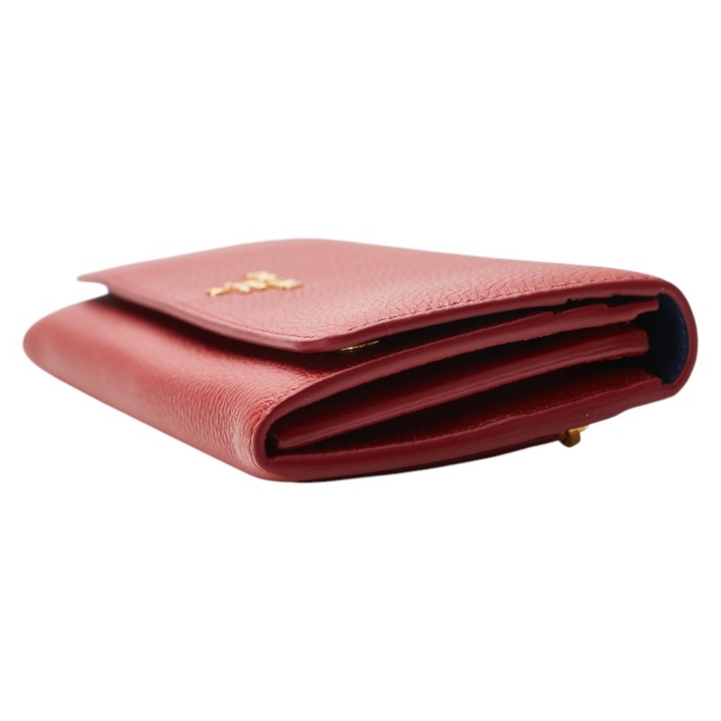 Prada Vitello Dino Long Wallet 1Mh132 Red Calfskin Leather