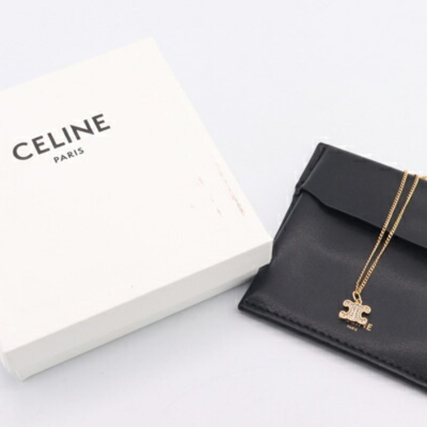 Celine Necklace Triomphe Rhinestone 460Gb6Bzi.35Or Gold Metal Pendant Choker