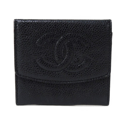 Chanel Coin Case Compact Flap Coco Mark Cc 3Rd Series Deca Caviar Skin Black