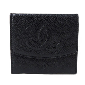 Chanel Coin Case Compact Flap Coco Mark Cc 3Rd Series Deca Caviar Skin Black