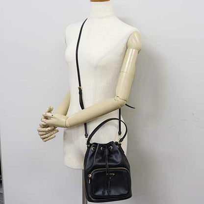 Prada Duet Bucket Bag Shoulder In Soft Calfskin And Saffiano Leather
