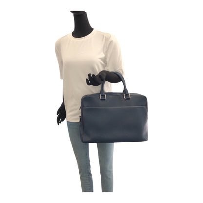 Louis Vuitton Taiga Porte-Document Voyage Mm Blue Leather Briefcase With Silver Hardware