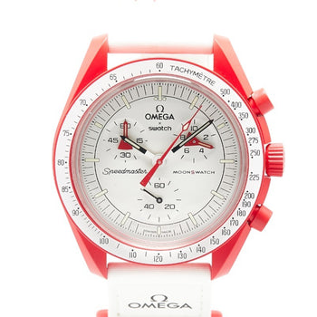 Omega X Swatch Moon Mission To Mars Wristwatch So33R100 Quartz White Dial Ceramic Nylon