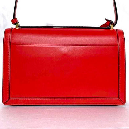Loewe Shoulder Bag Barcelona Red F-19948 Flap Leather
