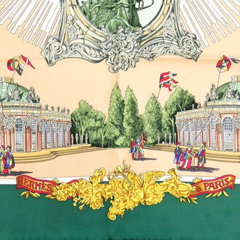 Hermes Herms Carr 90 Sanssouci Palace Silk Scarf Muffler In Green
