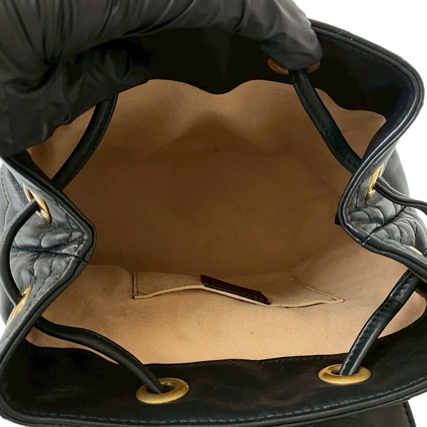 Gucci Gg Marmont Logo Hardware Leather Mini Rucksack/Daypack In Black