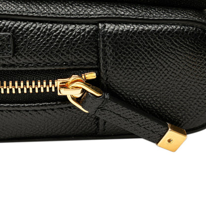 Christian Dior Dior Caro Double Pouch Shoulder Bag Black Leather