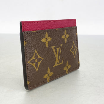 Louis Vuitton Monogram Porte Carte Sample Card Case M60703 Brown/Fuchsia