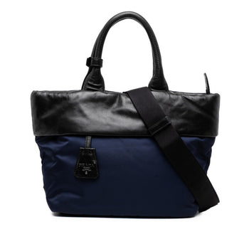 Prada 2-Way Shoulder Bag/Handbag 1Bg959 Navy/Black Nylon/Leather